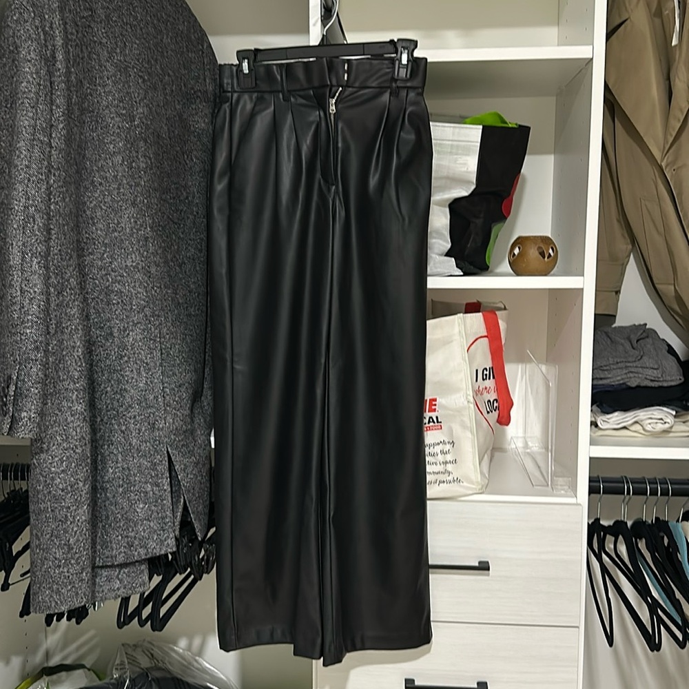 Abercrombie & Fitch wide leg vegan leather pants
